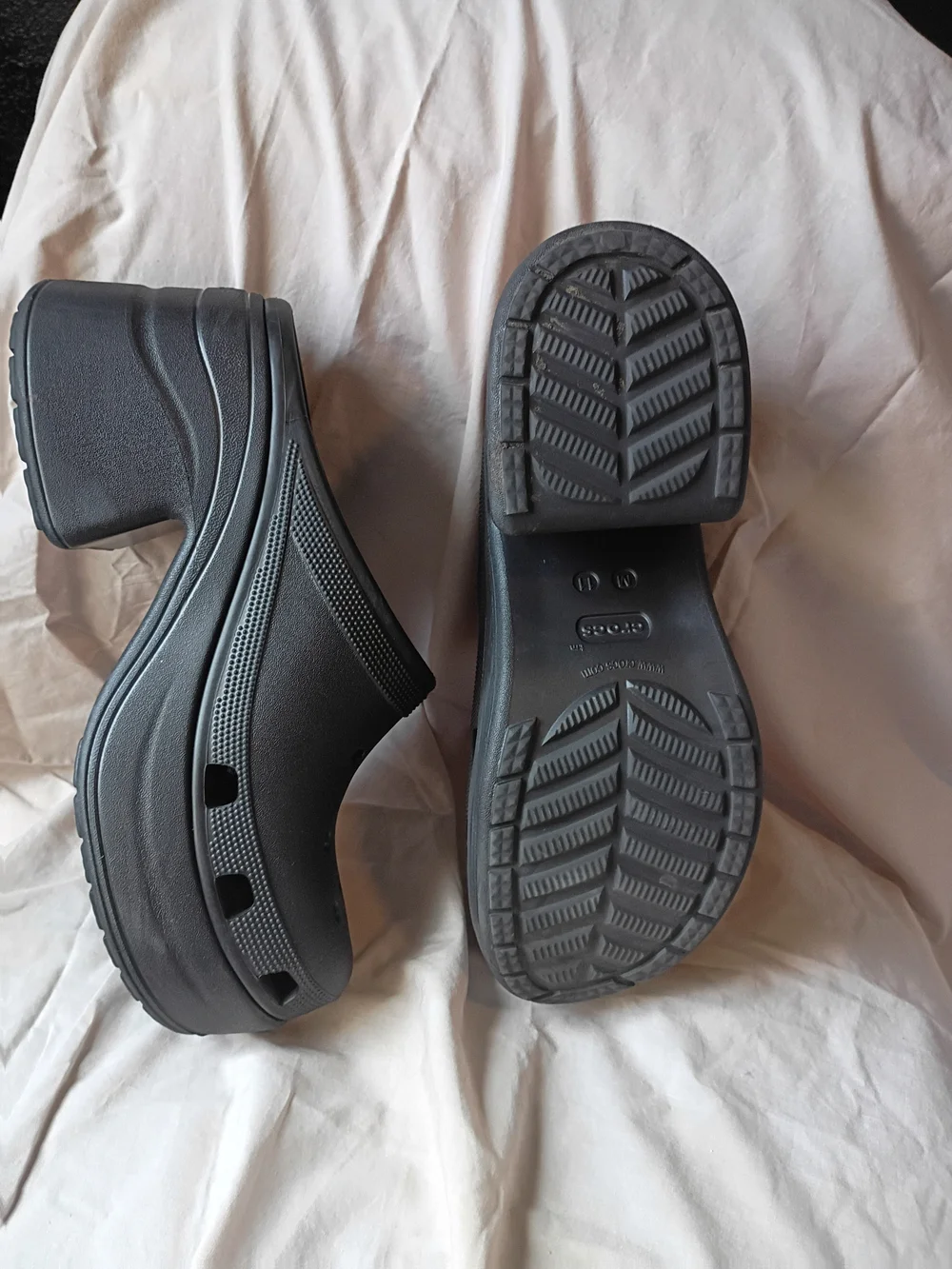 CROCS Black Platform Clog Heels